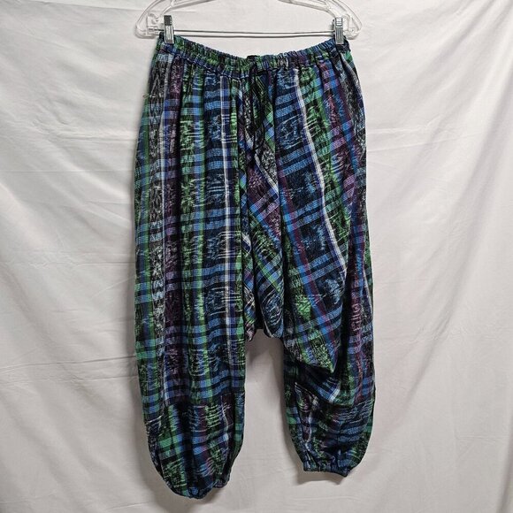 Unbranded Pants - Guatemalan Boho Baggy Harem Crop Pants Woven Artsy One Size Cotton
